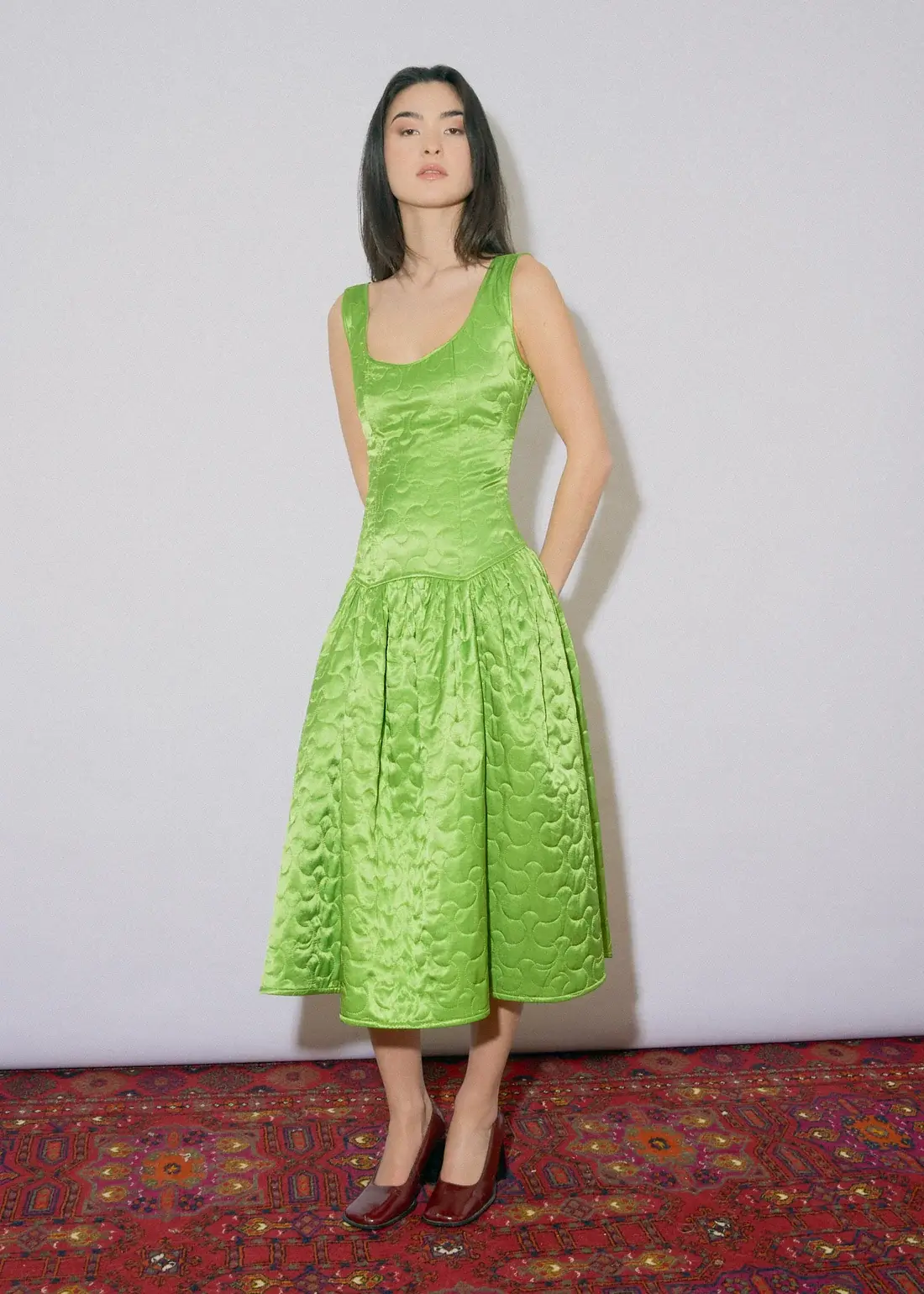 oh seven days slow fashion green quilt dress