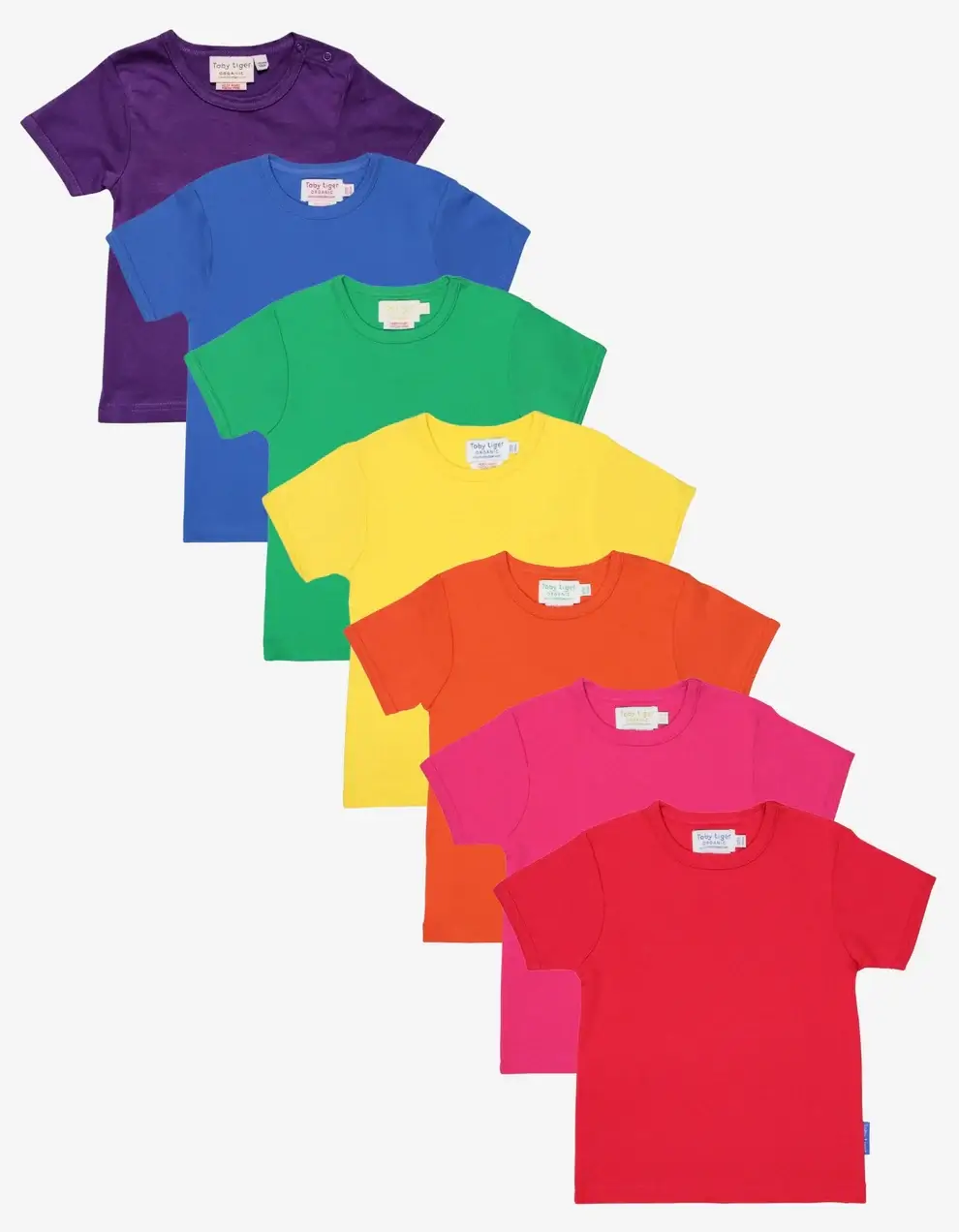 rainbow of organic cotton t shirts for kids
