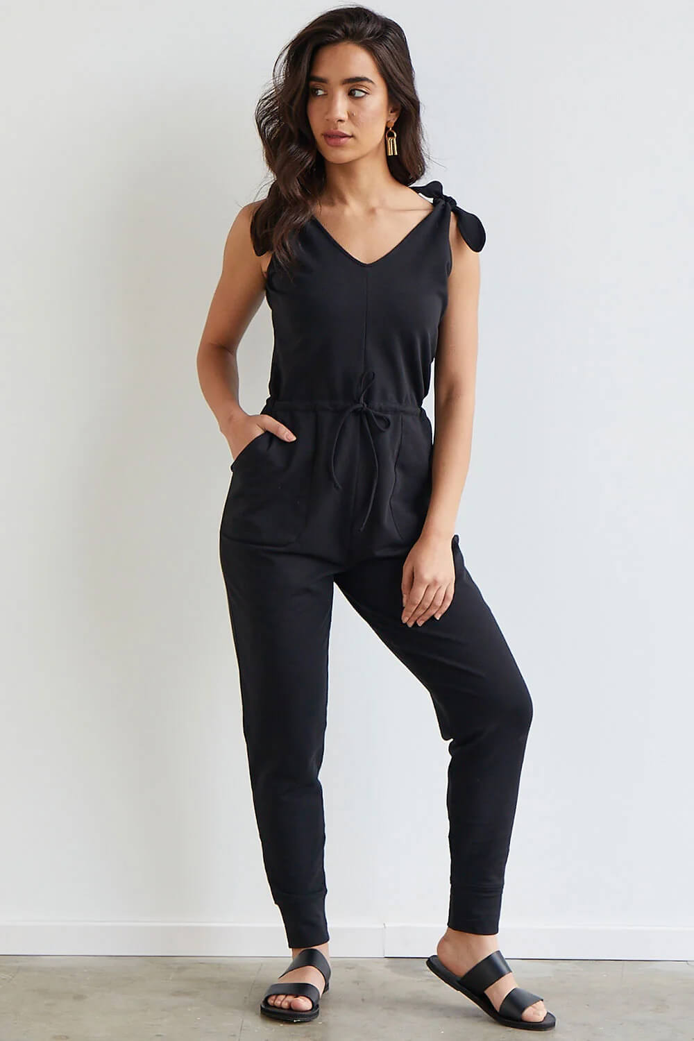 Black organic cotton womens jumpsuit