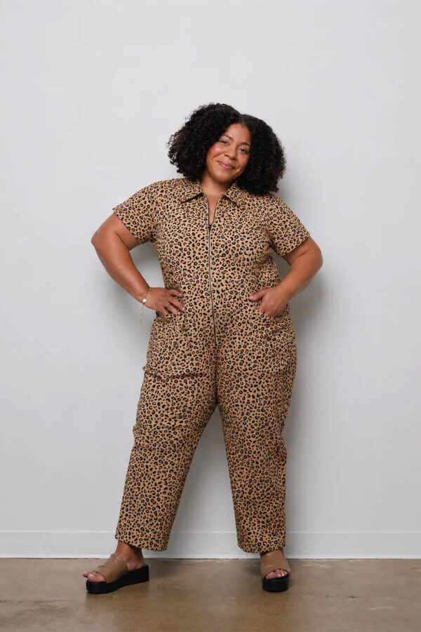Noble leopard print fall jumpsuit for women