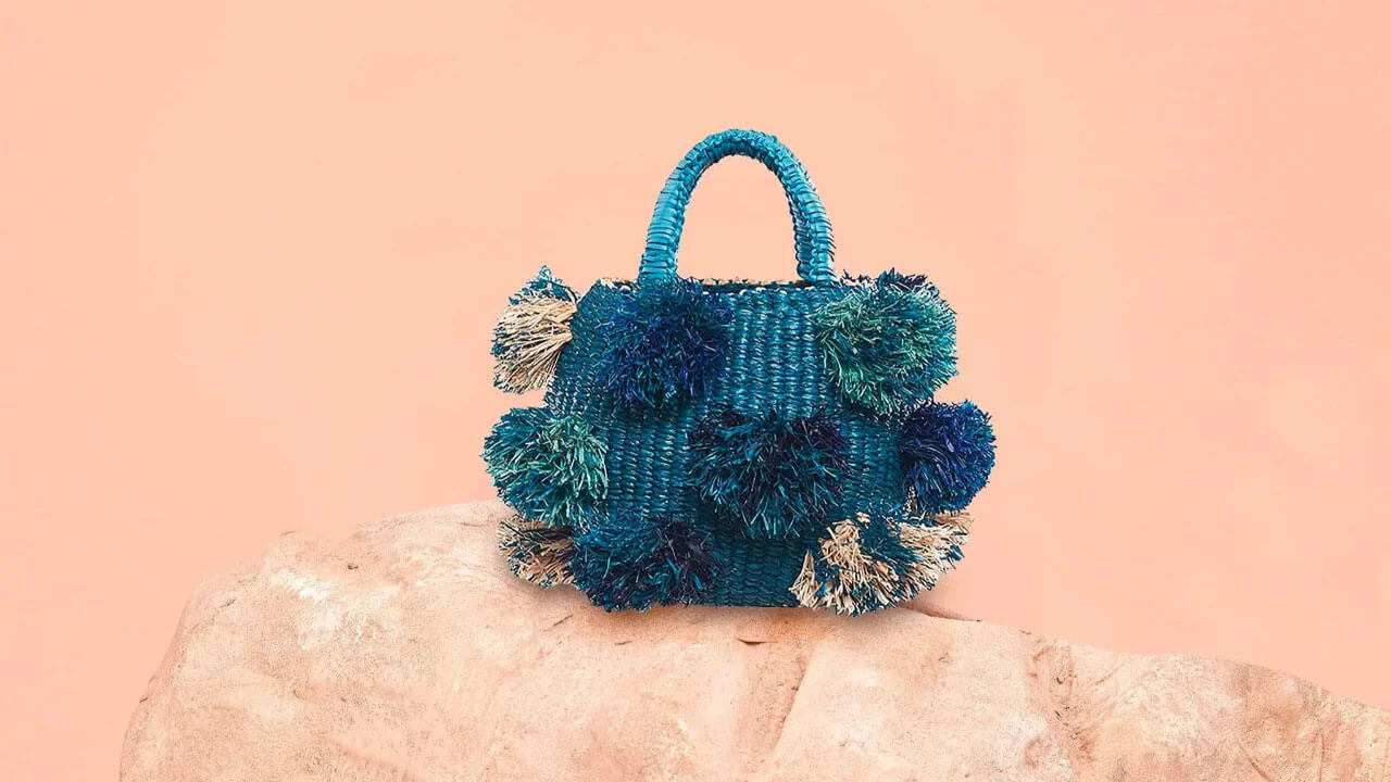 blue raffia handbag by 54kibo