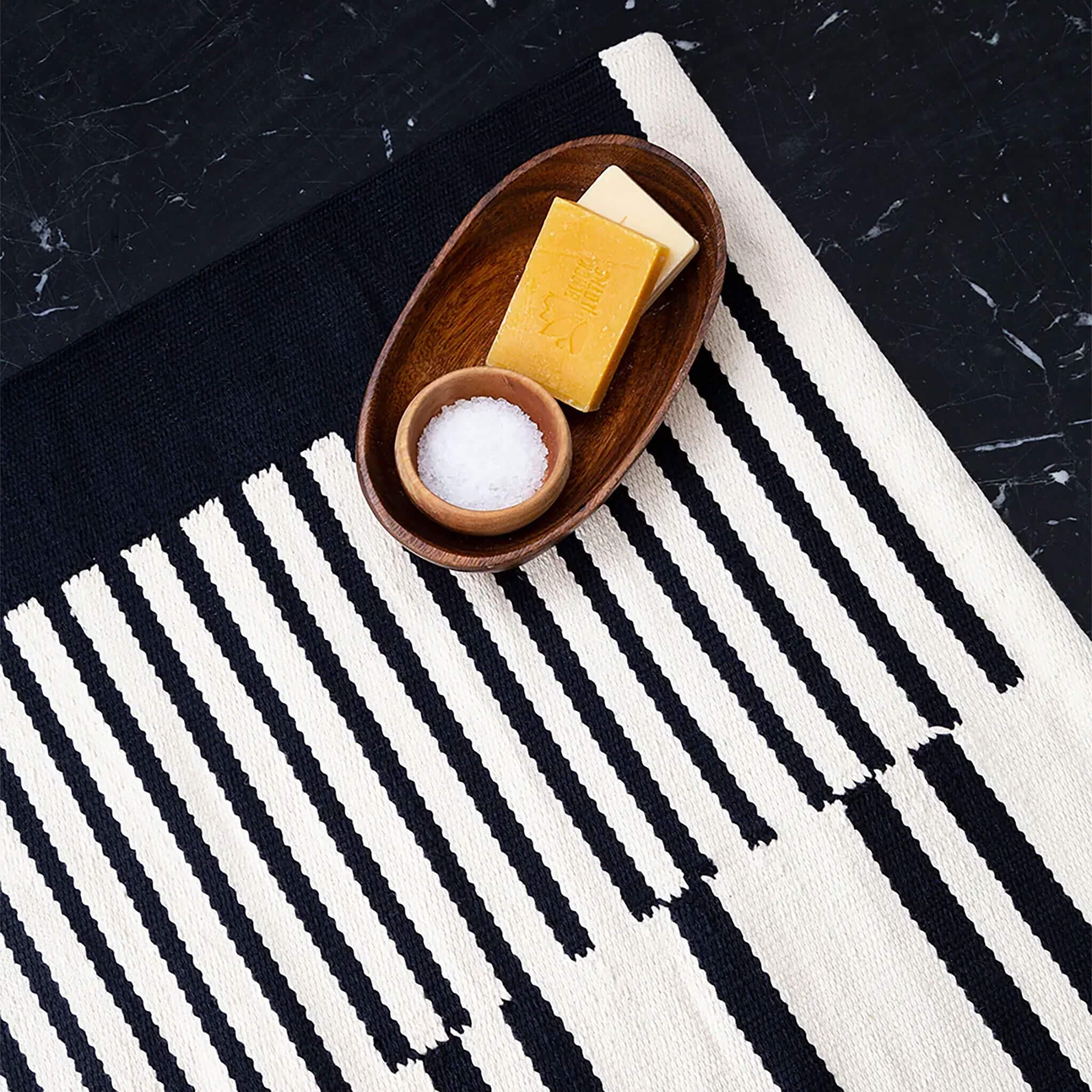 Black & white ethically made rug by 54kibo