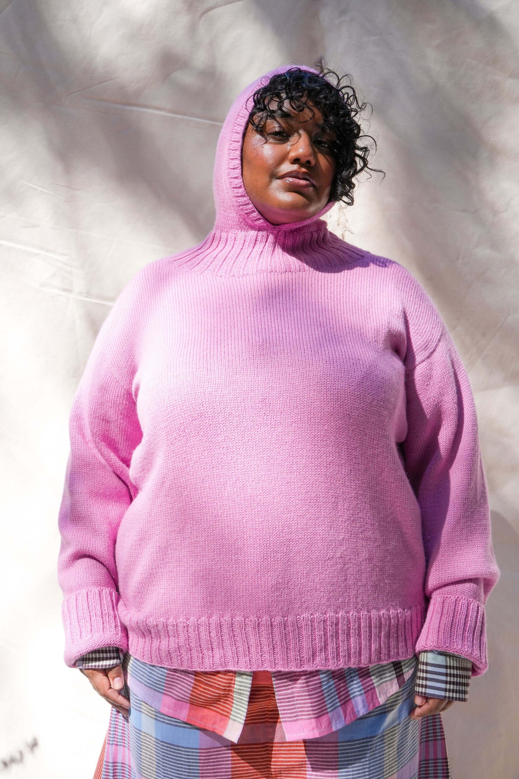 pink alpaca hoodie Handmade clothing by abacaxi
