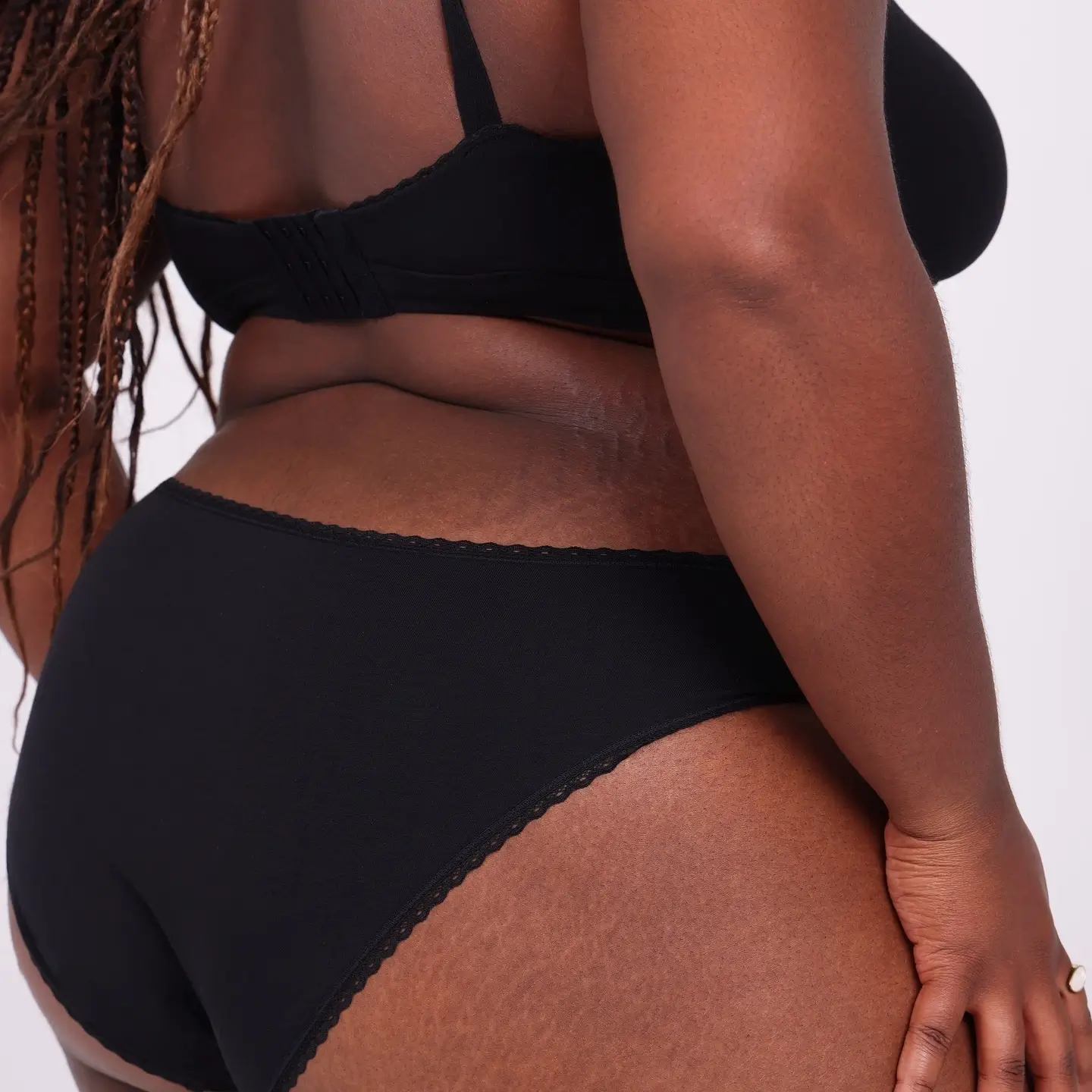 Black organic cotton underwear & bra from La Coochie plus size womens underwear