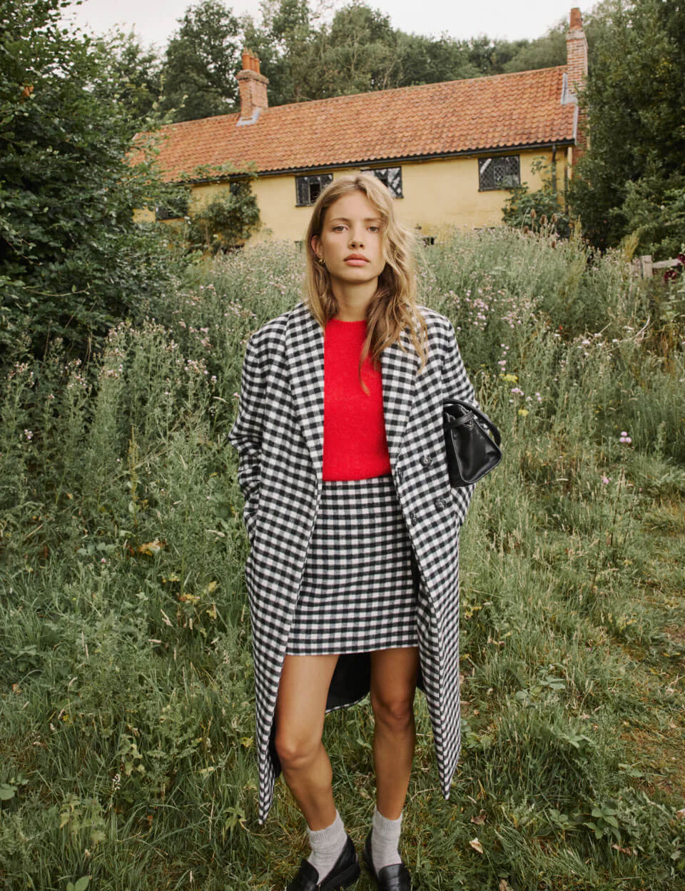 Red Fluffy Alpaca and Wool Blend Oversized Short Sleeve Jumper