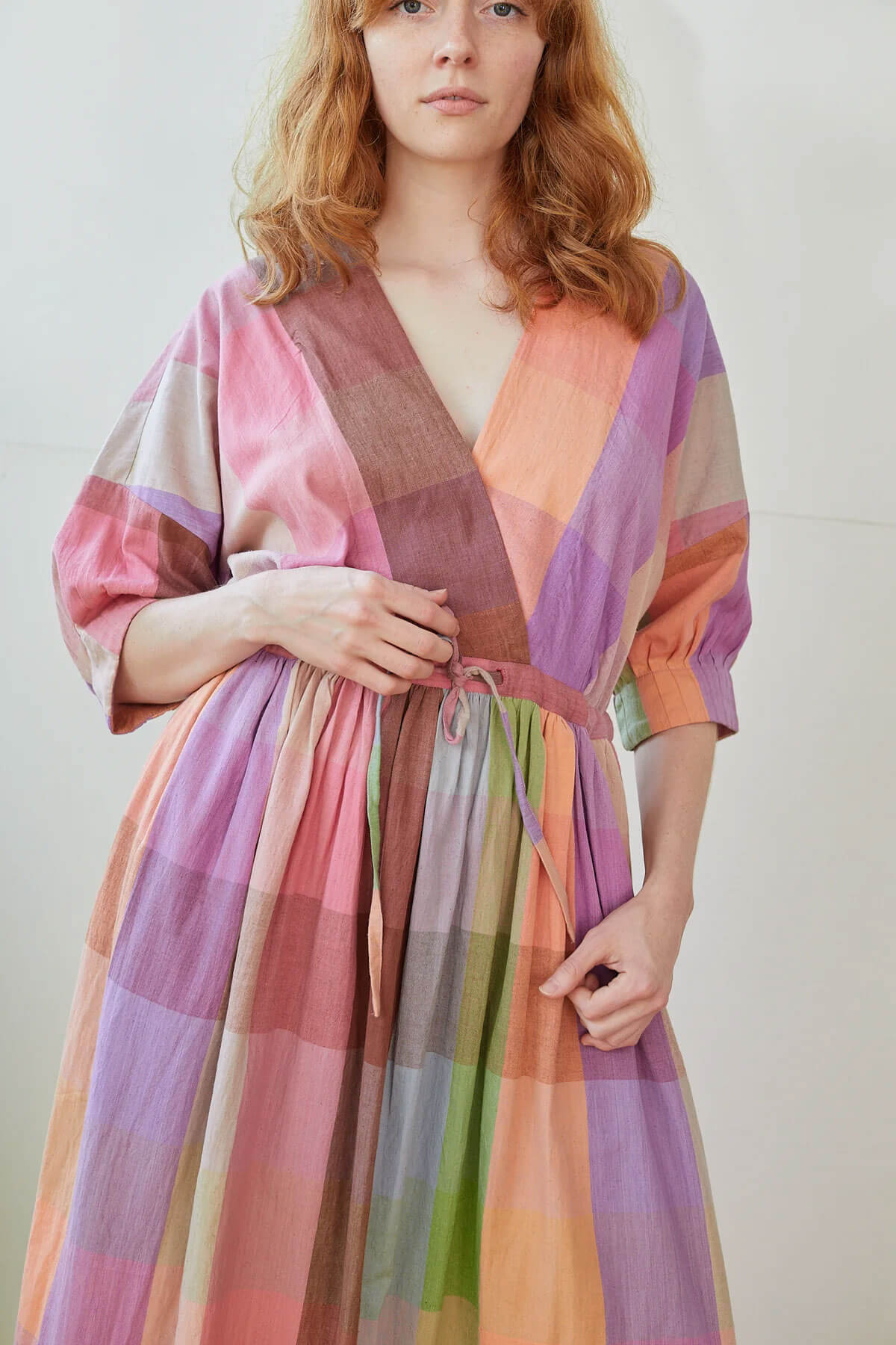 Ethically made wrap dress by Rujuta Sheth MALIBU DRESS | MERIDA CHEX