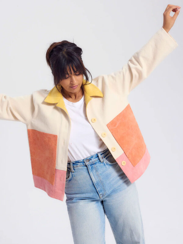Handmade colorblock jacket by Slow Goods Studio
