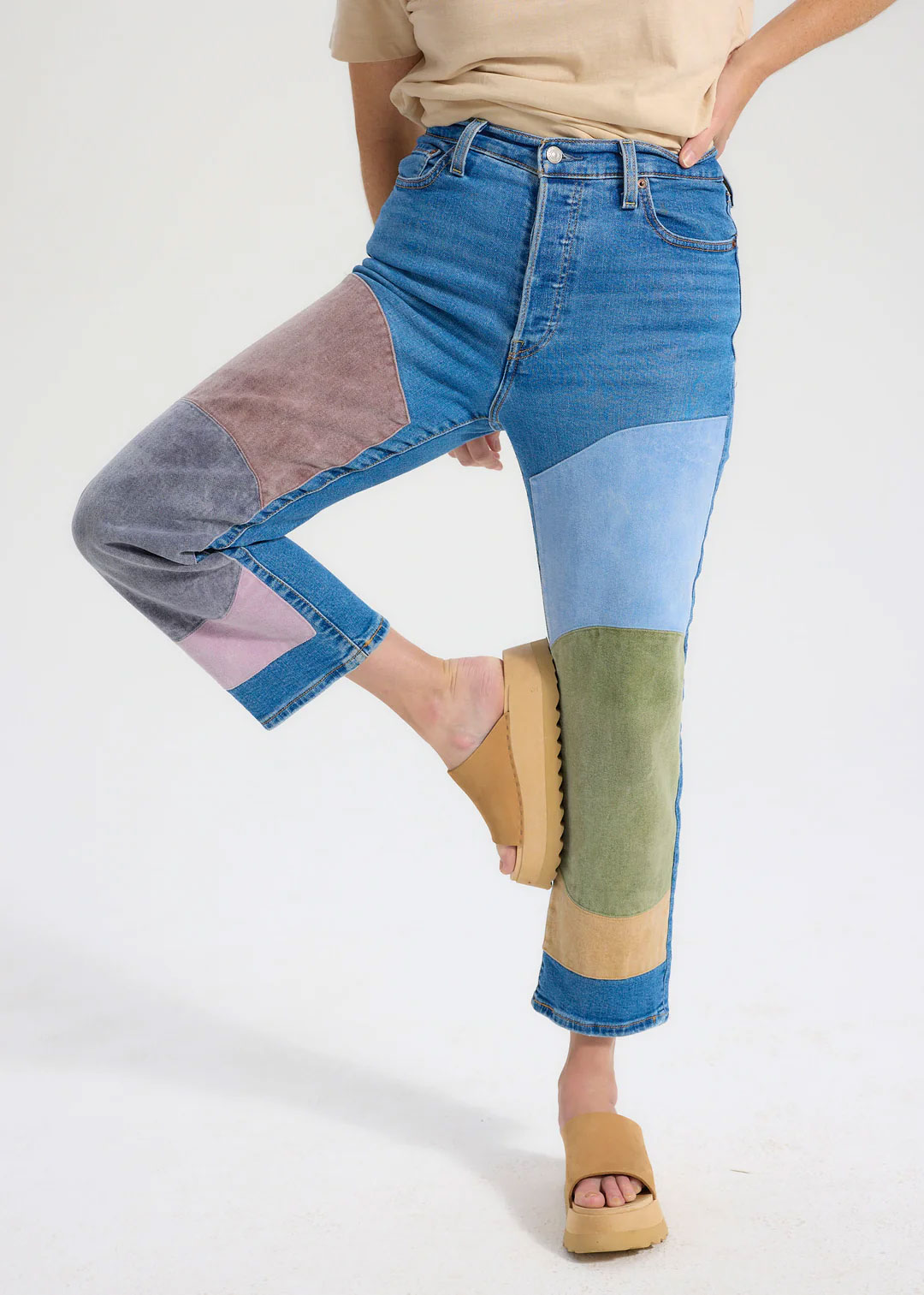 Colorblock jeans Handmade Slow Goods Studio