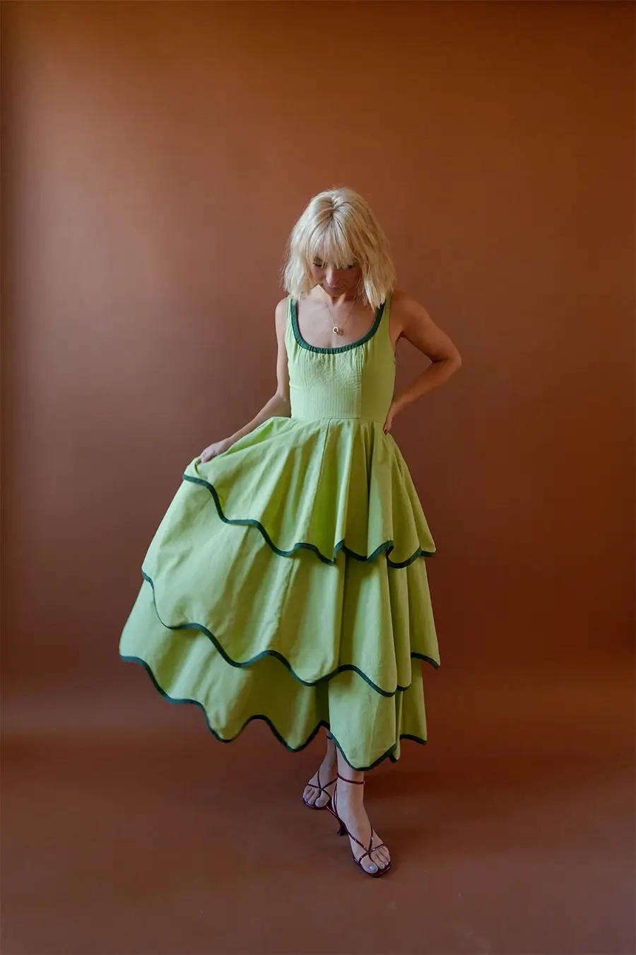 AllisPatterns Match green tier spring dress - ethical fashion