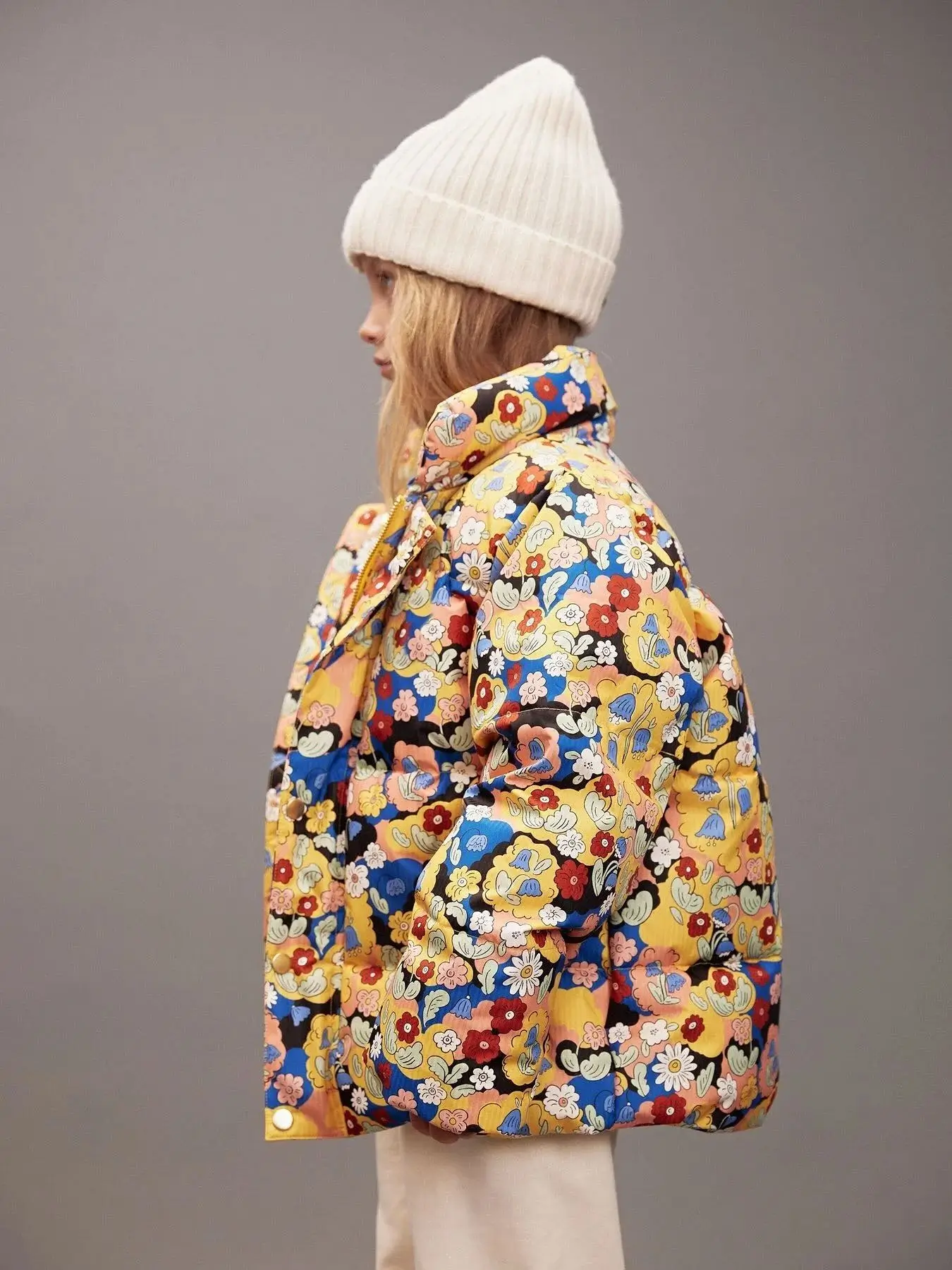 Little girls colorful floral coat from Thistle & Poppy