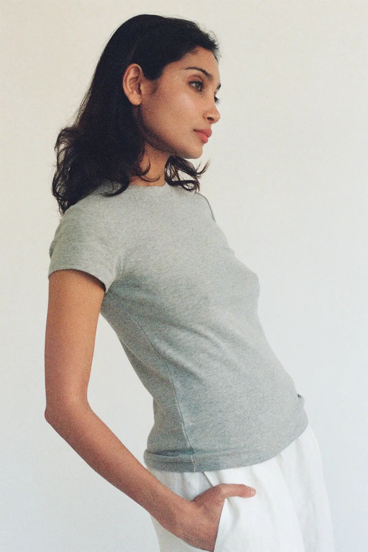 Grey baby tee from LA Relaxed - sustainable organic women's t shirts
